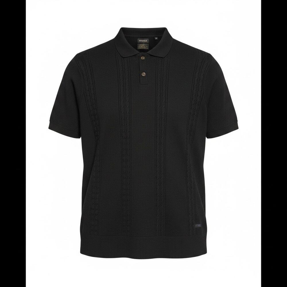Buffalo David Bitton Men’s Dark Navy Blue Knit Polo Shirt L Regular Short Sleeve